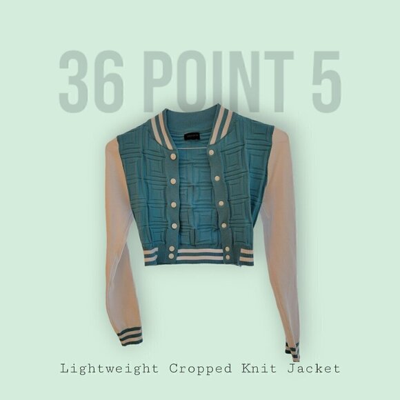 36 Point 5 Cropped Varsity Style Jacket - NWOT - Lightweight Knit - Picture 1 of 5